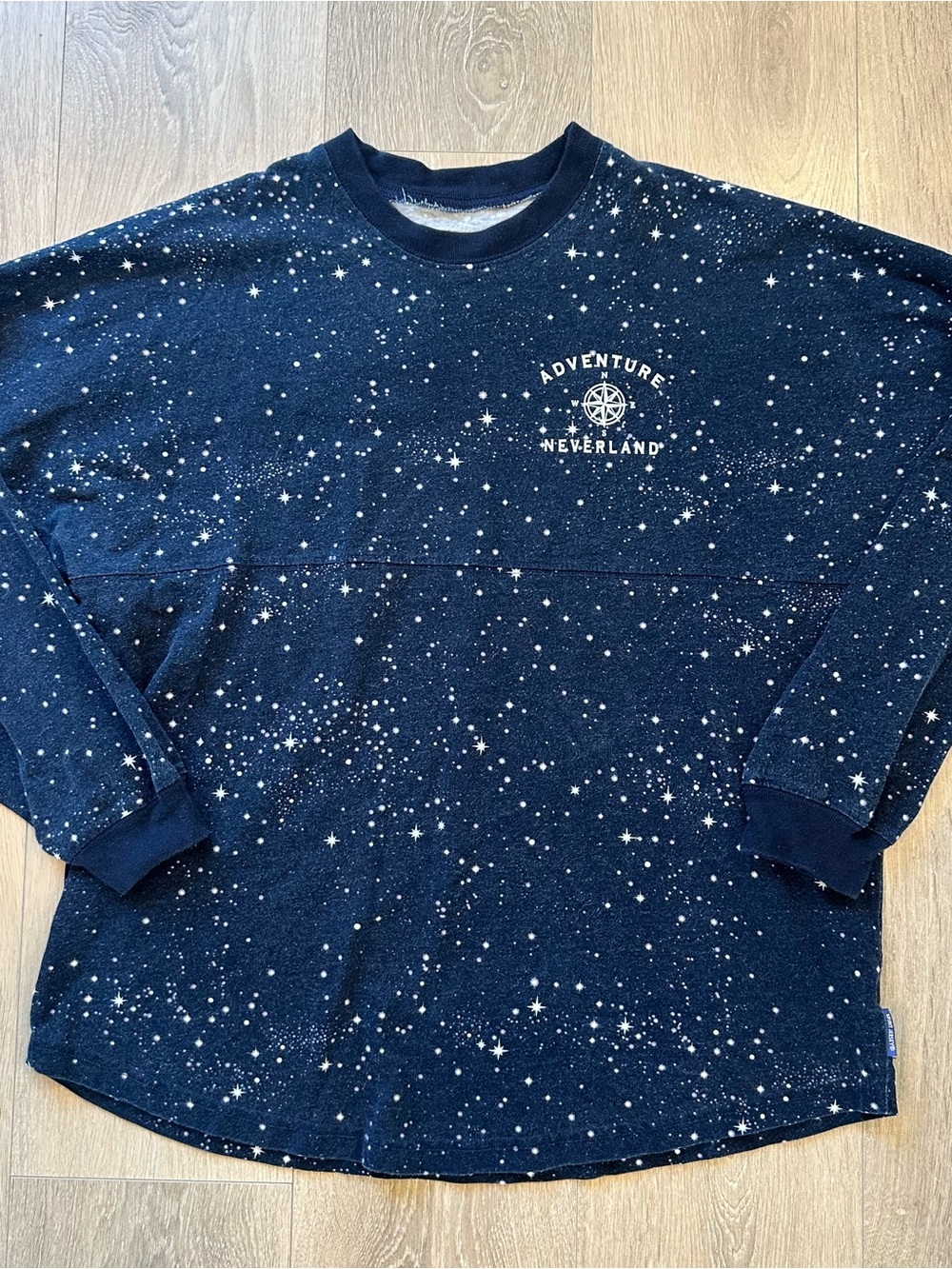 RARE Disney Neverland Spirit Jersey Navy Star-Print Crewneck Sweatshirt Size M